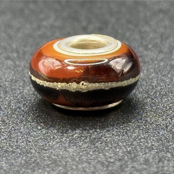 Chamilia Sterling Silver Brown Swirl Murano Glass Charm P19 - Picture 1 of 6
